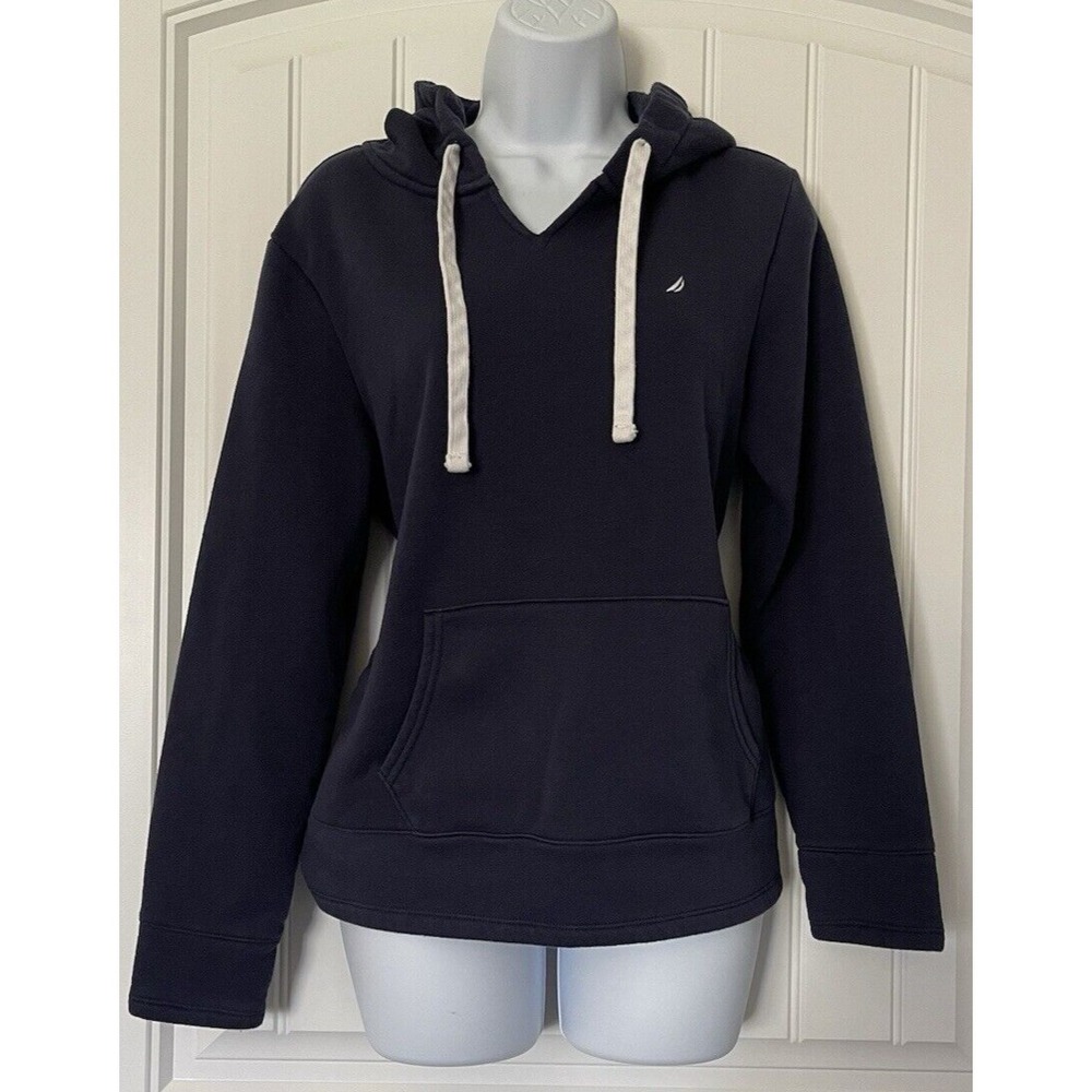 Nautica Navy Blue Womens Size‎ Small Pullover Hoodie Sweater Front Pocket